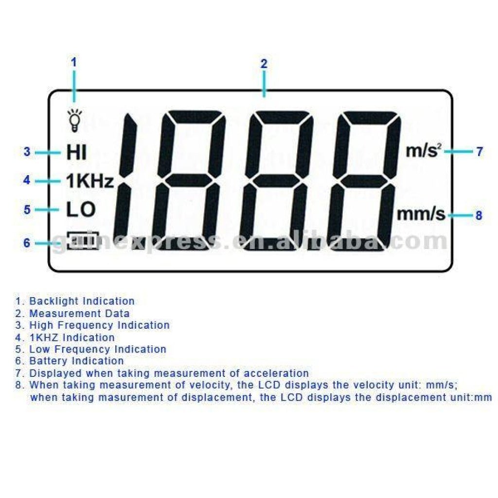 VM63A Handheld Digital Vibration Sensor Meter Tester Vibrometer Analyzer Acceleration Velocity Displacement - Gain Express