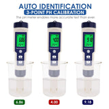 WQM - 303 Pentype Multi - Paramater 5 - in - 1 Water Quality Tester (pH / TDS / EC / Temp / Salinity) Waterproof Digital Meter Research Household Industrial Laboratory Analysis - Gain Express