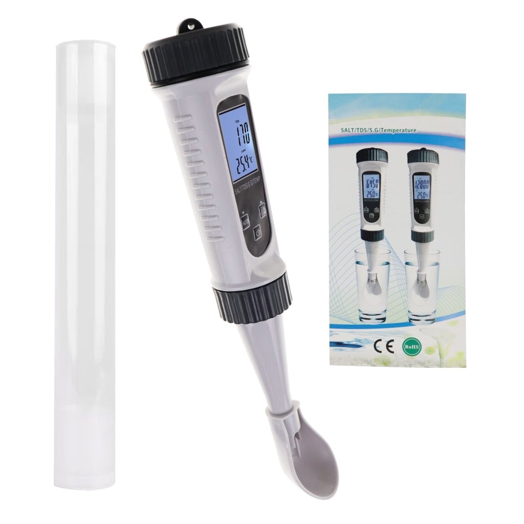 WQM - 354 Water Quality Tester 4 - in - 1 TDS Temperature S.G Salt Salinity Meter with ATC for Testing Drinking Water, Aquaculture, Aquarium, Hydroponics, Swimming Pools - Gain Express