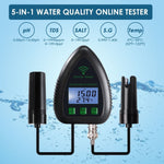 WQM - 397 Smart 5 - in - 1 pH / TDS / Salt / S.G / Temperature WiFi Tester Water Quality for Drinking Supply Aquarium Hydroponics Pool Aquaculture - Gain Express