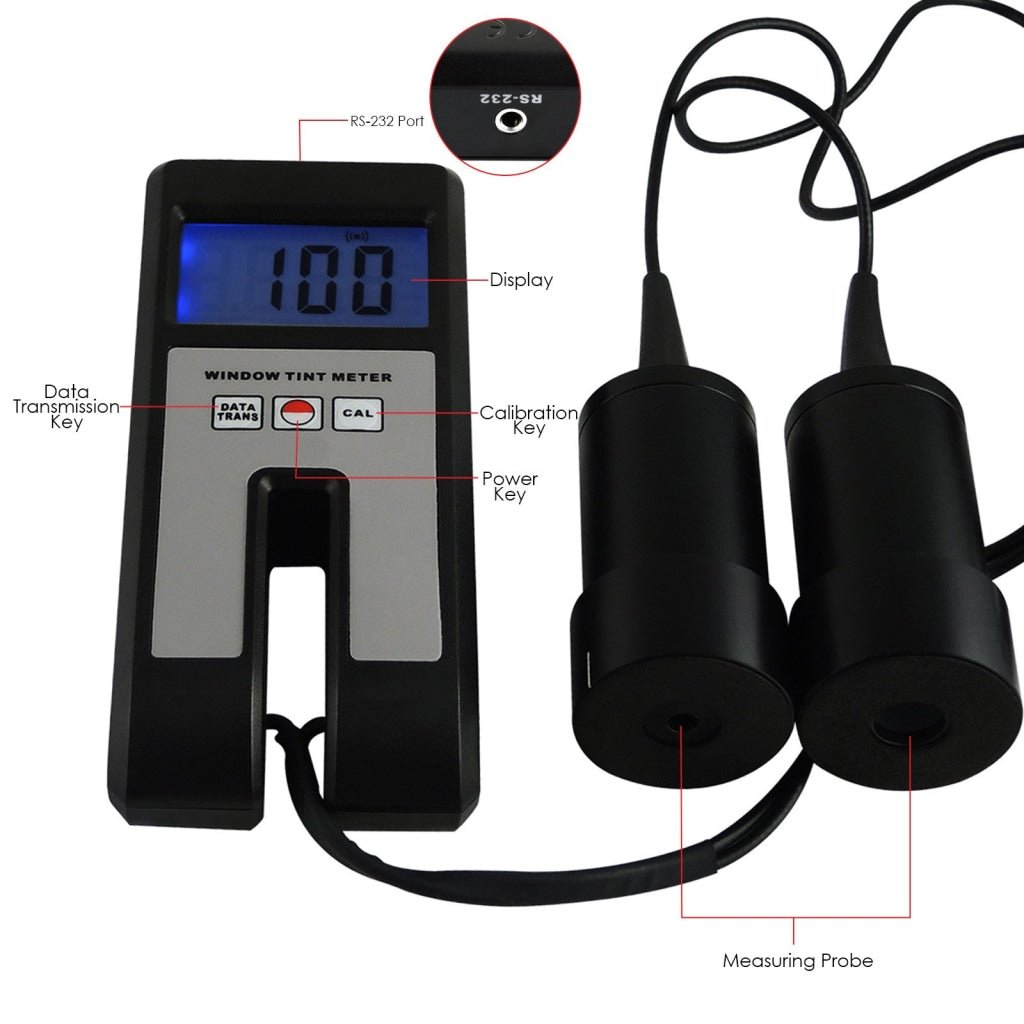 WTM - 1100 Window Tint Meter Visual Light Transmission 18mm Thickness Continuous Measuring - Gain Express
