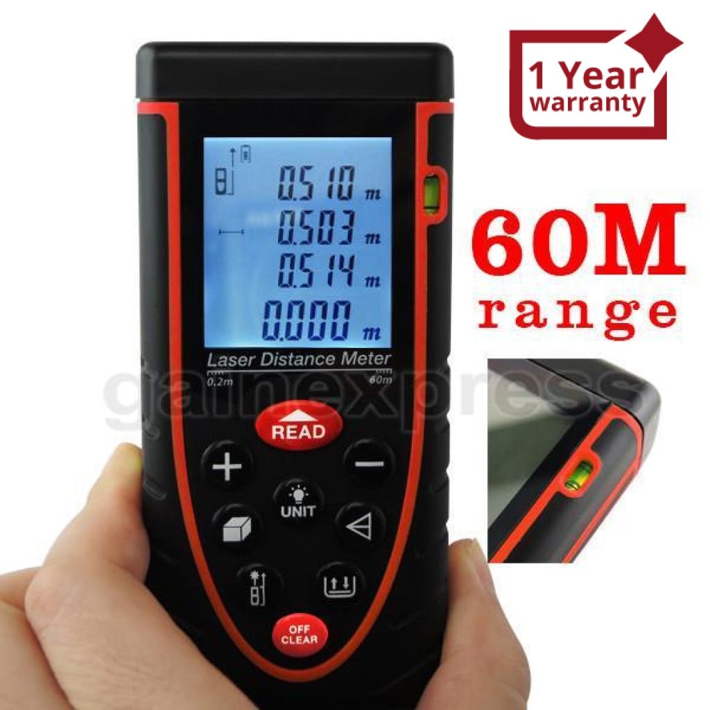 60m Reference X01RZ60 60M Meter ±2mm Accuracy Laser Distance w/ Bubble Spirit level ...