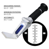 ZGRB - 32ATC 0 - 32% ATC Handheld Brix Refractometer with Built - in LED light source - Gain Express