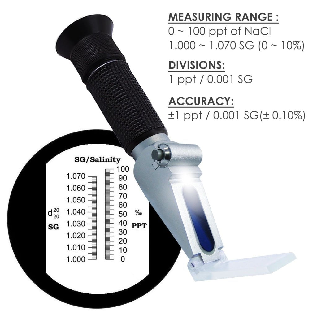 ZGRS - 10ATC 0 - 10% ATC Handheld Salinity Refractometer w/ Built - in LED Light Source - Gain Express