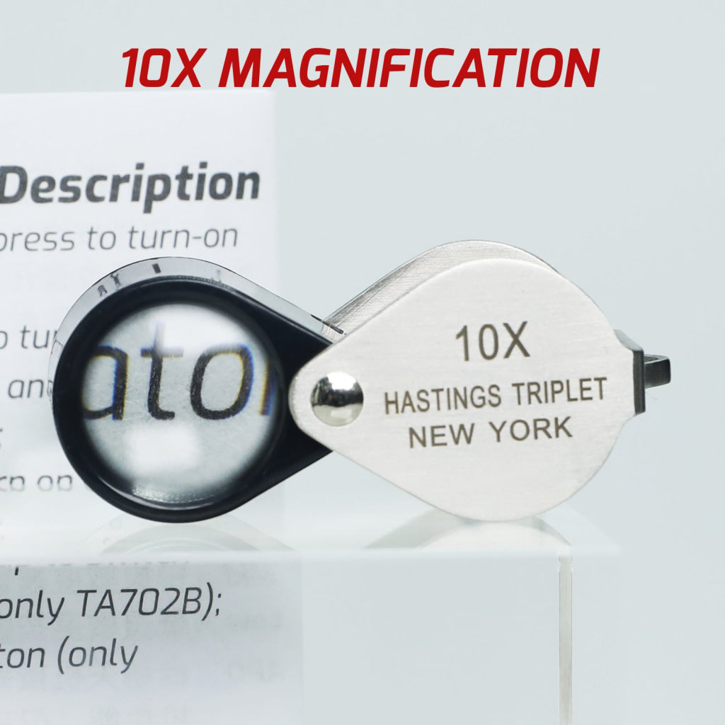 GEM-394 10x Magnification Mini Jewelry Loupe High-quality Hasting Loupe with Optical Glass Triplet Lens Stainless Steel