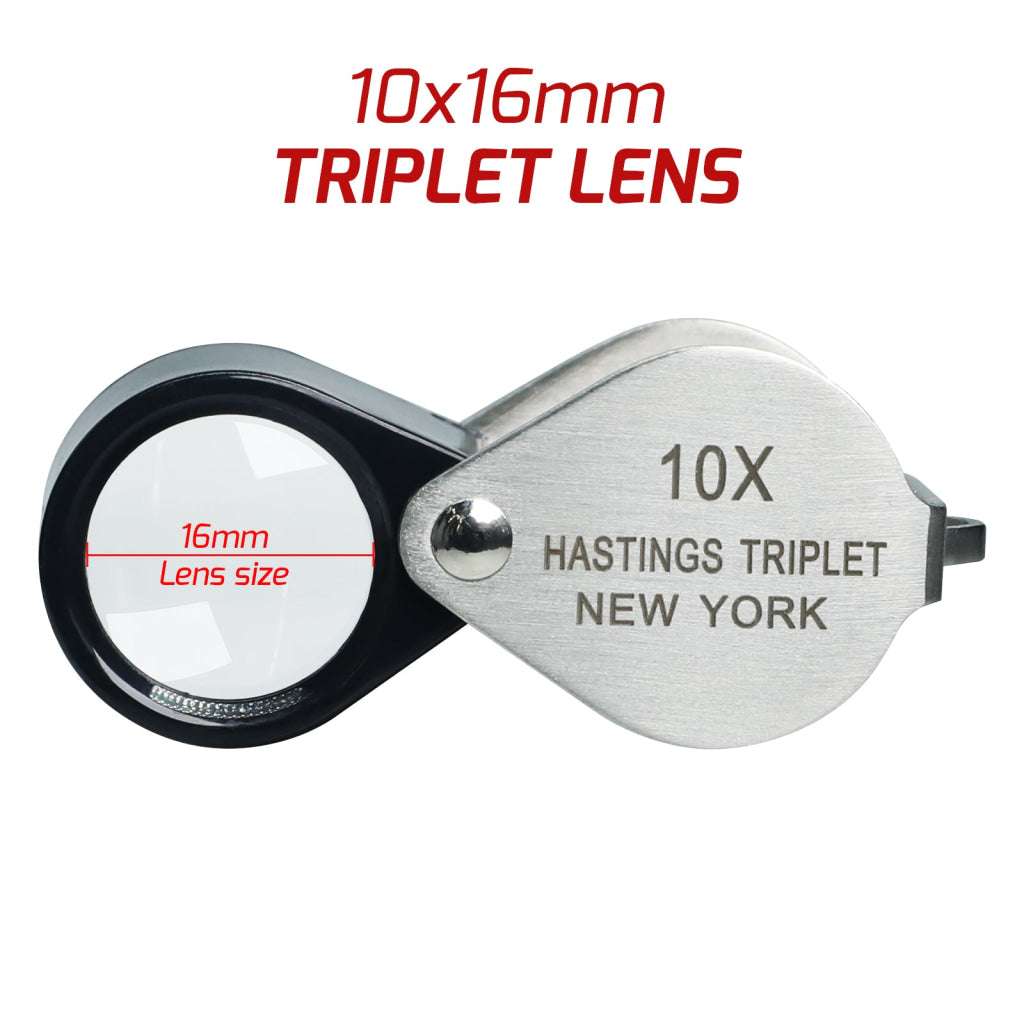 GEM-394 10x Magnification Mini Jewelry Loupe High-quality Hasting Loupe with Optical Glass Triplet Lens Stainless Steel
