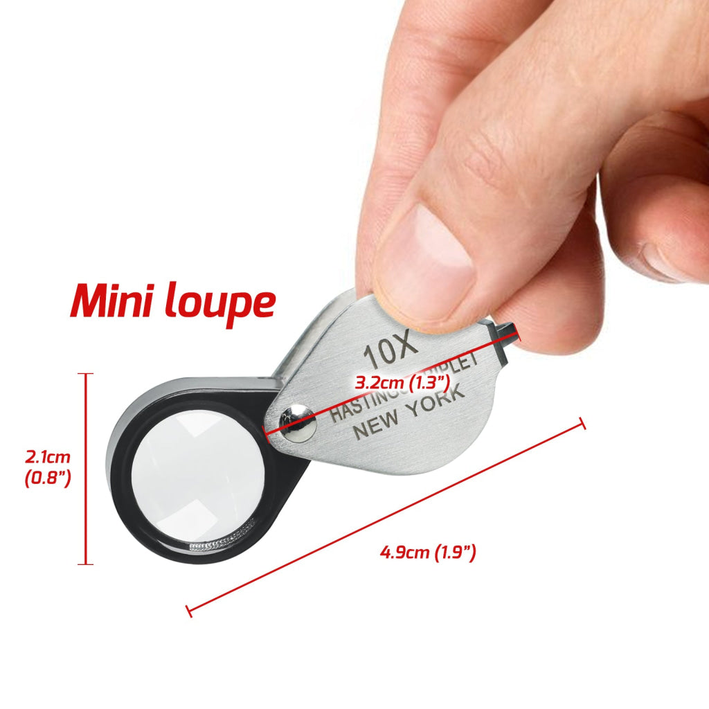 GEM-394 10x Magnification Mini Jewelry Loupe High-quality Hasting Loupe with Optical Glass Triplet Lens Stainless Steel