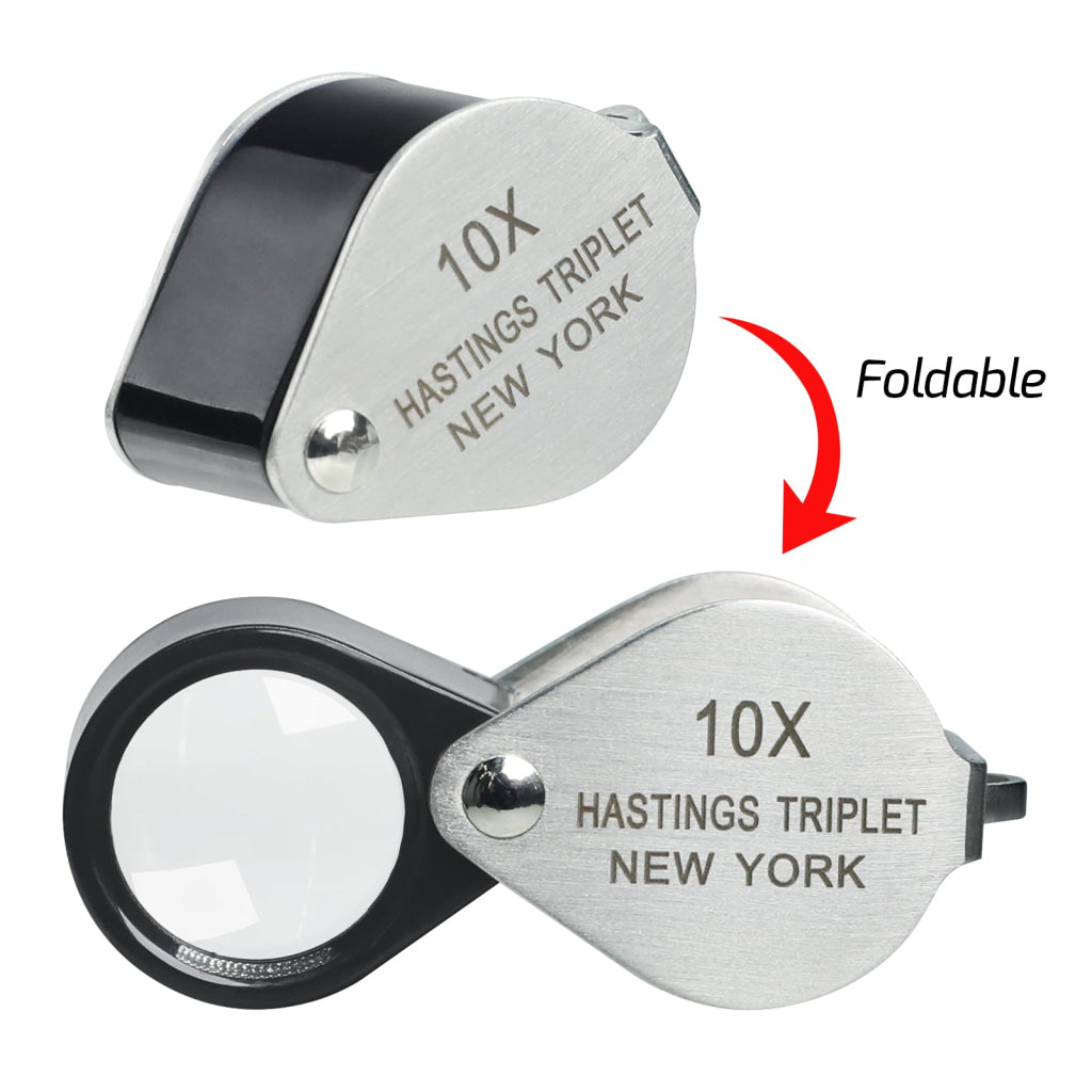 GEM-394 10x Magnification Mini Jewelry Loupe High-quality Hasting Loupe with Optical Glass Triplet Lens Stainless Steel