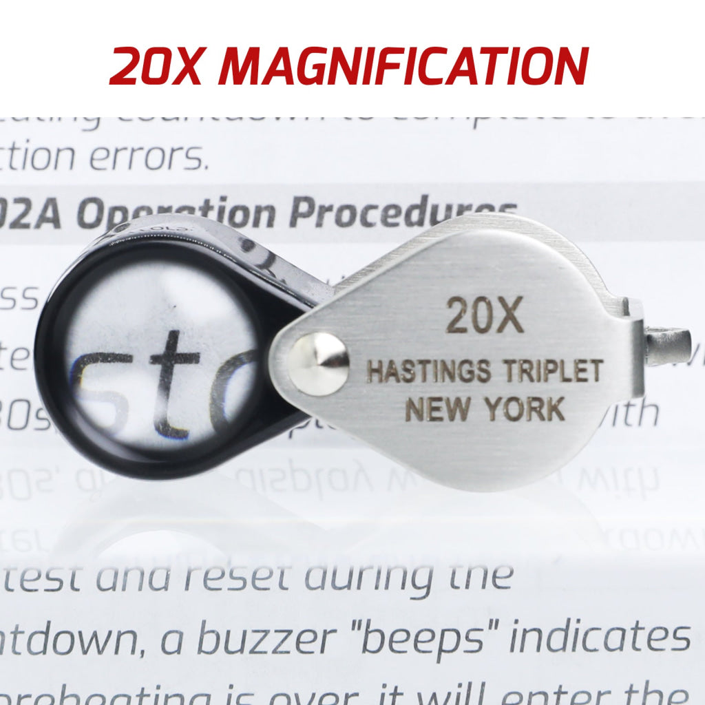 GEM-395 20x Magnification Mini Jewelry Loupe High-quality Hasting Loupe with Optical Glass Triplet Lens Stainless Steel