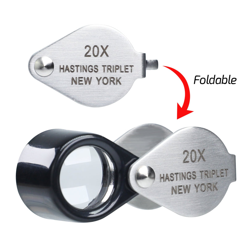 GEM-395 20x Magnification Mini Jewelry Loupe High-quality Hasting Loupe with Optical Glass Triplet Lens Stainless Steel