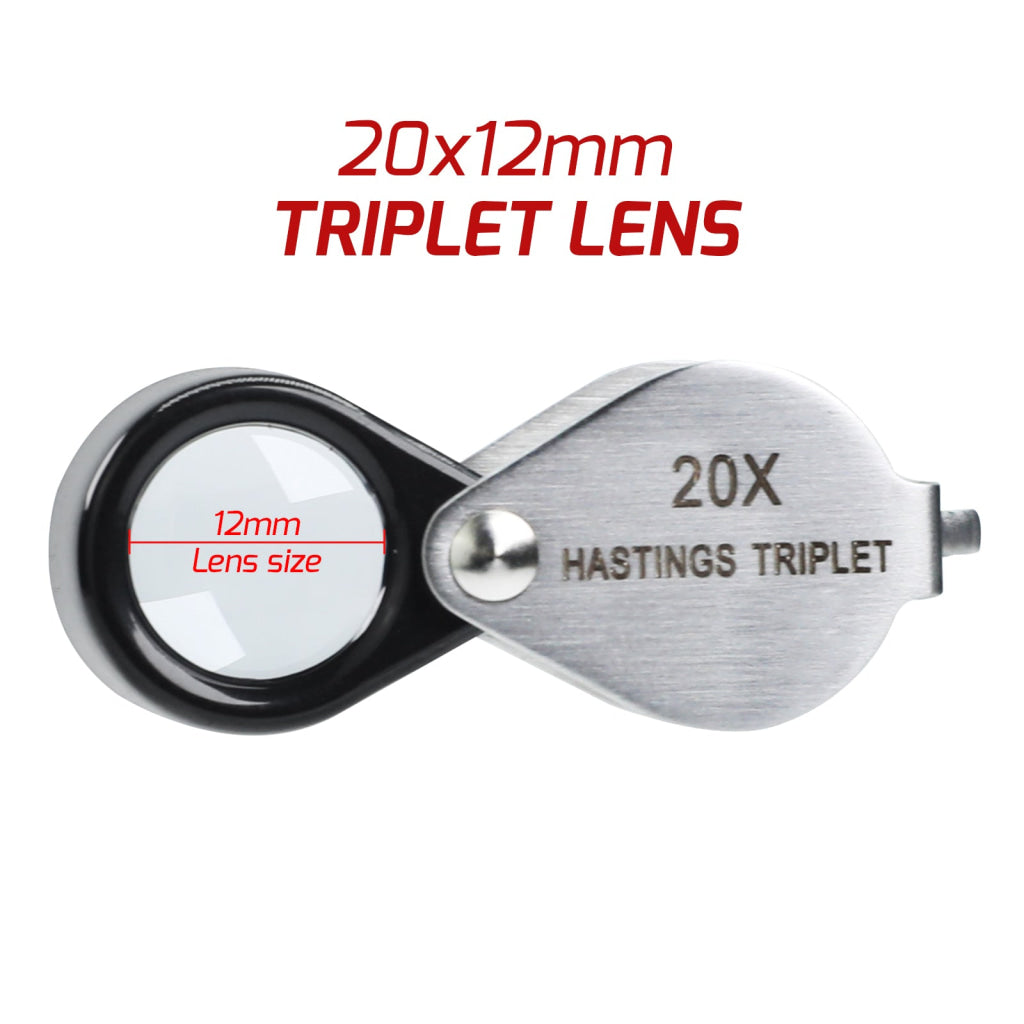 GEM-395 20x Magnification Mini Jewelry Loupe High-quality Hasting Loupe with Optical Glass Triplet Lens Stainless Steel