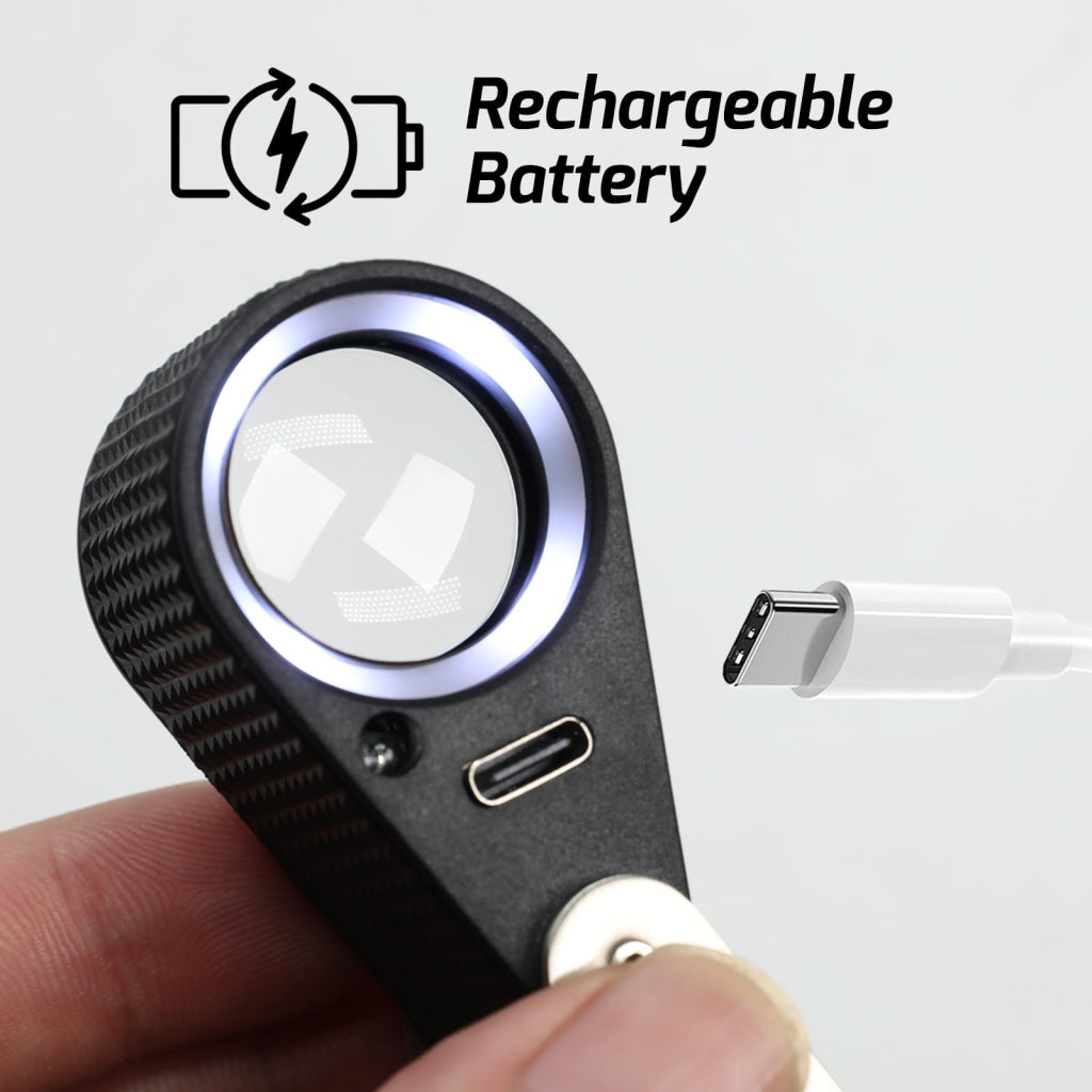 GEM-535 Gem Loupe 10X or 30X Magnification Rechargeable LED Loupe Triplet Lens UV / Warm / Natural / White Light