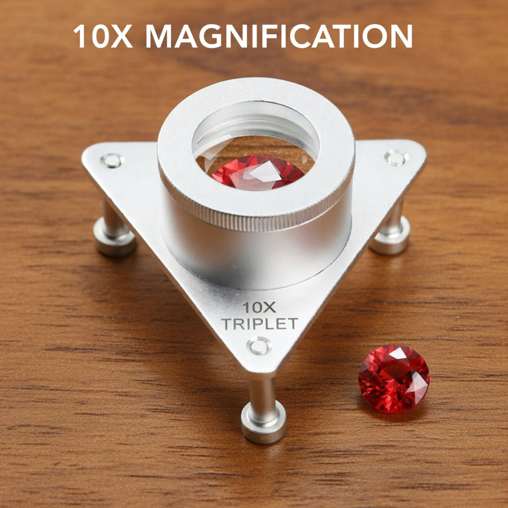 GEM-539 10X Jewelers Tripod Eye Loupe Magnifier Bench/Table Magnifying Glass Triplet Lens Magnification for Gemstone