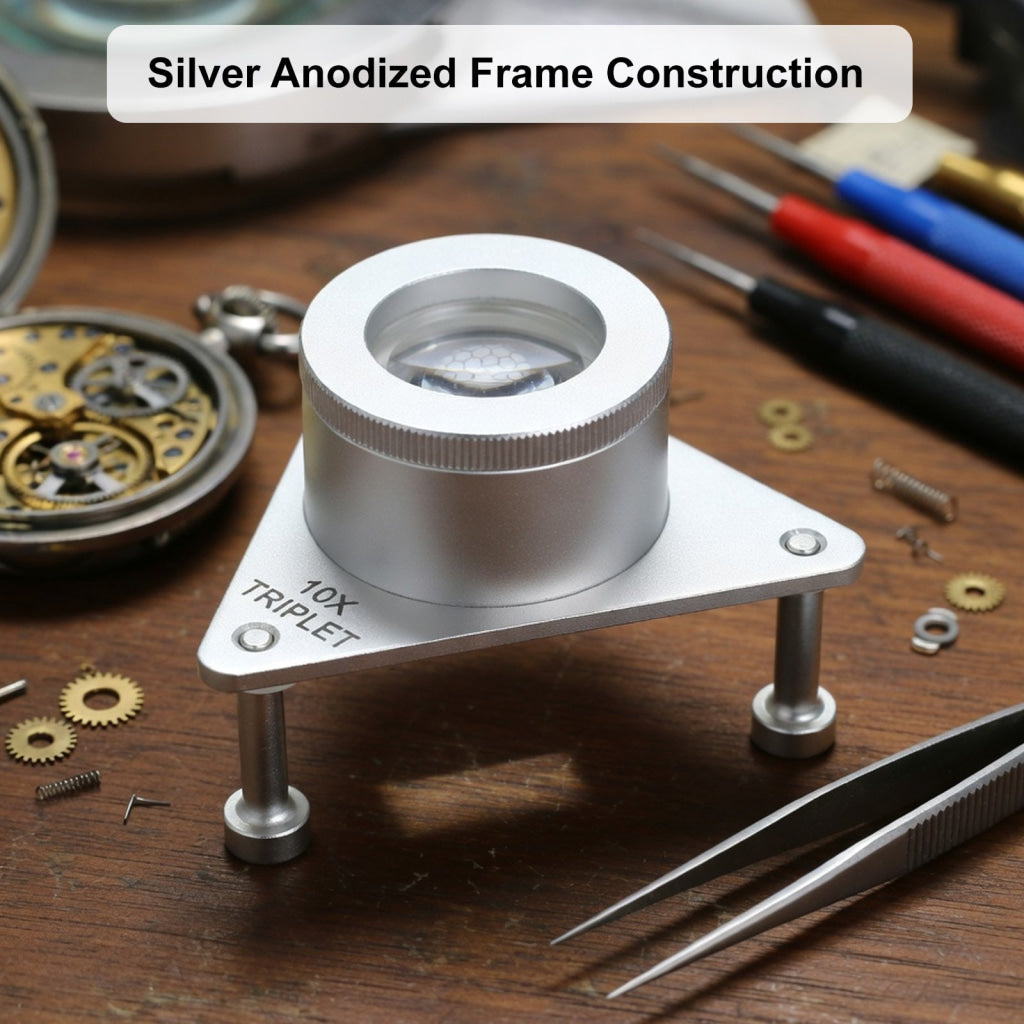 GEM-539 10X Jewelers Tripod Eye Loupe Magnifier Bench/Table Magnifying Glass Triplet Lens Magnification for Gemstone