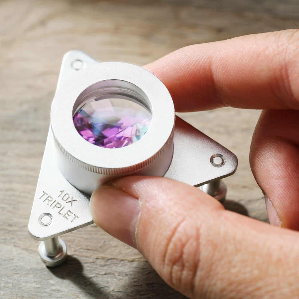 GEM-539 10X Jewelers Tripod Eye Loupe Magnifier Bench/Table Magnifying Glass Triplet Lens Magnification for Gemstone
