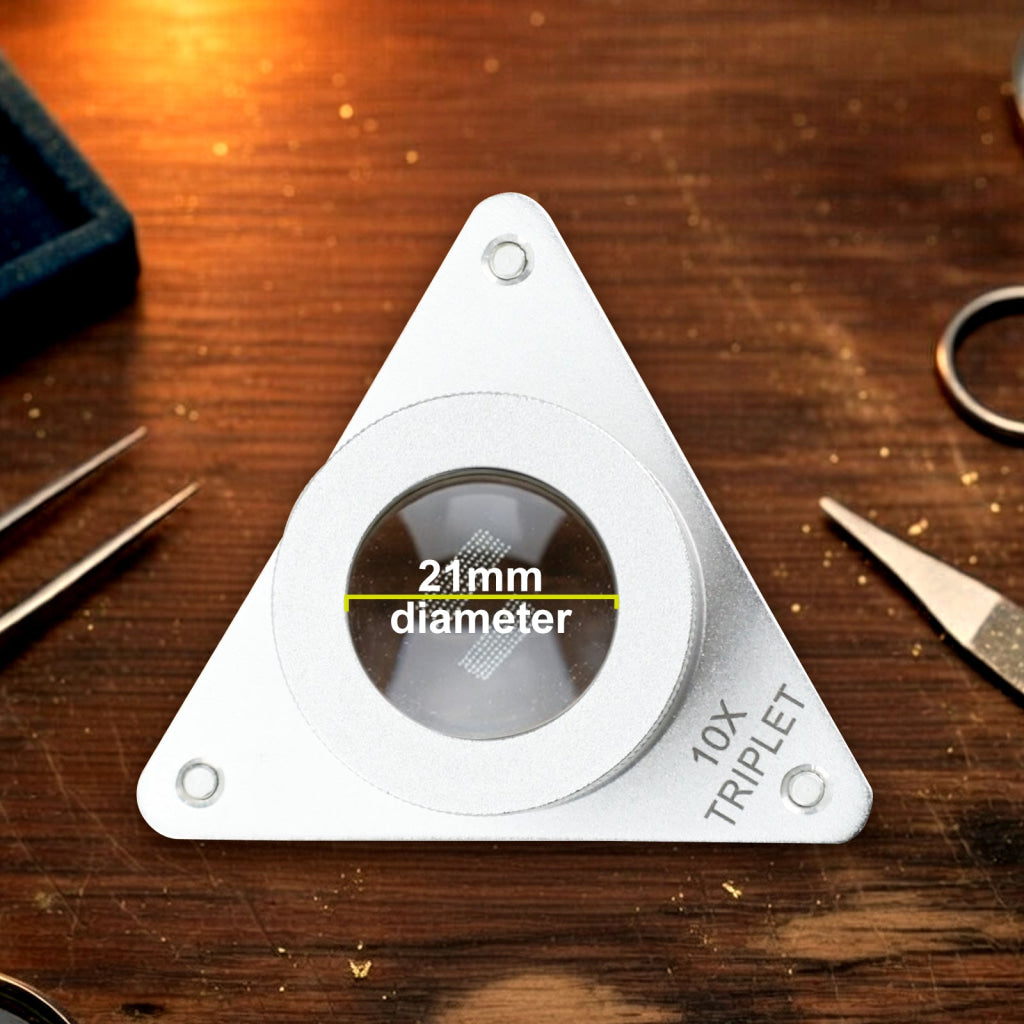 GEM-539 10X Jewelers Tripod Eye Loupe Magnifier Bench/Table Magnifying Glass Triplet Lens Magnification for Gemstone