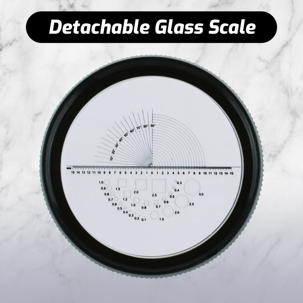 GEM-552 10X Magnification Loupe 5 White and 5 UV LEDs Rechargeable Scale Loop with Metal Body Detachable Glass Reticle