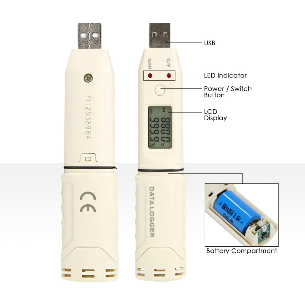 GM1365 Pentype USB Flash Disk Thermometer with Data Recorder Digital Temperature and Humidity Datalogger for Research