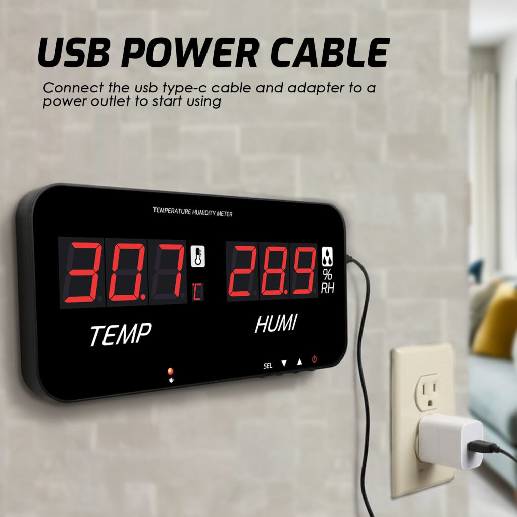 HTM-548 Digital Large Screen Hygrometer Temperature and Humidity Measurement with Adjustable Visual/Audible Alarms