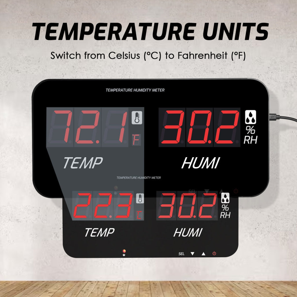 HTM-548 Digital Large Screen Hygrometer Temperature and Humidity Measurement with Adjustable Visual/Audible Alarms with