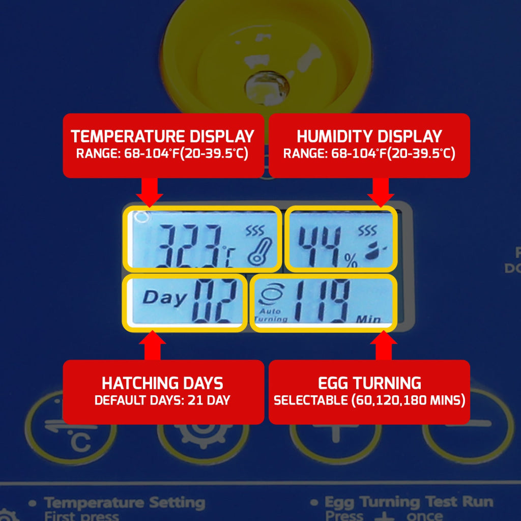 INC-501 Egg Incubator with Automatic Egg Turning Temperature Control Candler Humidity Display 8~18 Eggs Chicken Embryo
