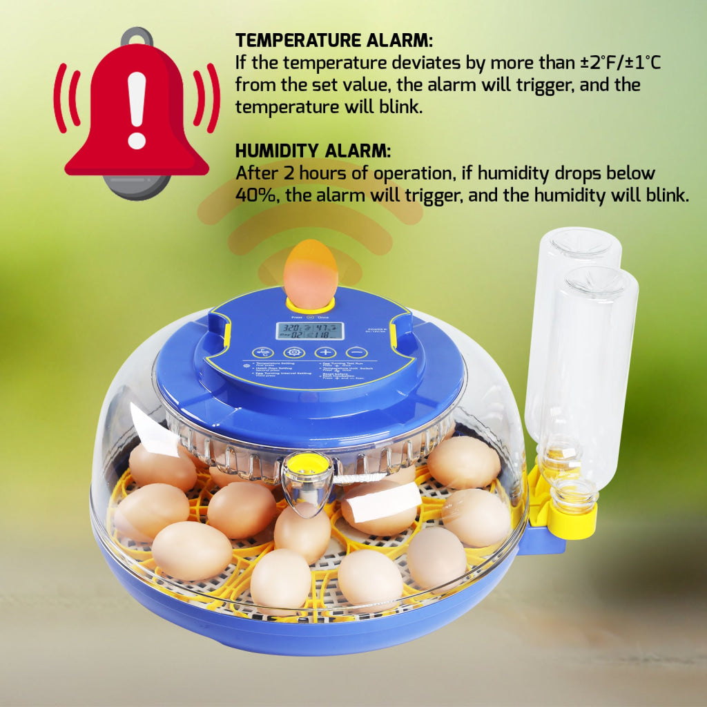 INC-501 Egg Incubator with Automatic Egg Turning Temperature Control Candler Humidity Display 8~18 Eggs Chicken Embryo