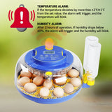 INC-501 Egg Incubator with Automatic Egg Turning Temperature Control Candler Humidity Display 8~18 Eggs Chicken Embryo