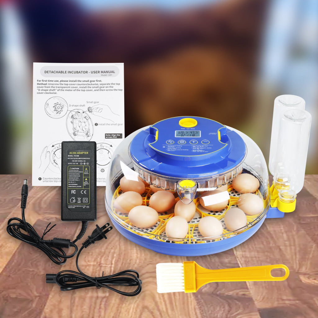 INC-501 Egg Incubator with Automatic Egg Turning Temperature Control Candler Humidity Display 8~18 Eggs Chicken Embryo