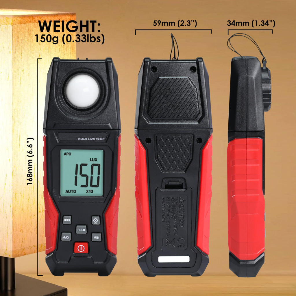 LUX-484 Lux Light Meter for Visible Brightness Measurement with 0.1~200000LUX / 0.01~20000FC Range Ideal for Warehouses