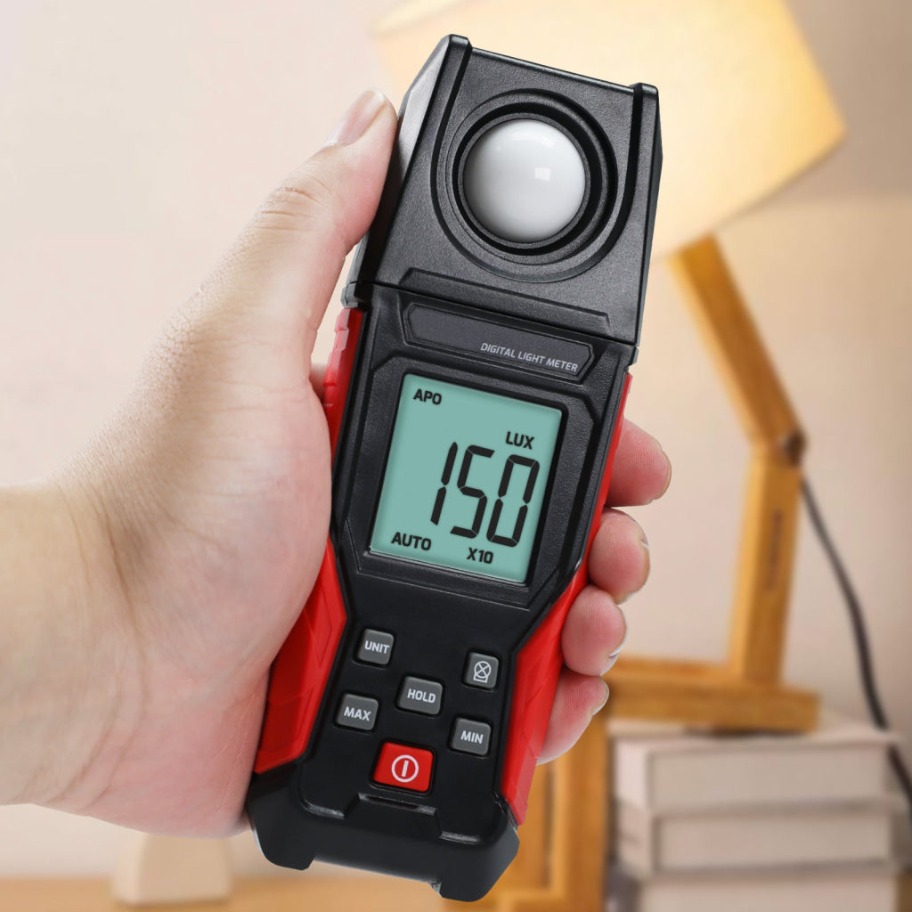 LUX-484 Lux Light Meter for Visible Brightness Measurement with 0.1~200000LUX / 0.01~20000FC Range Ideal for Warehouses