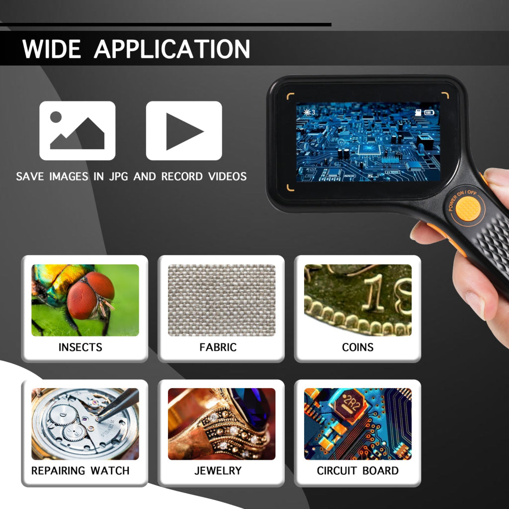 MSC-520 500X Digital Microscope with 3.0’’ IPS Screen Autofocus 64GB TF Card Support Photo and Video with 8 LED Lights