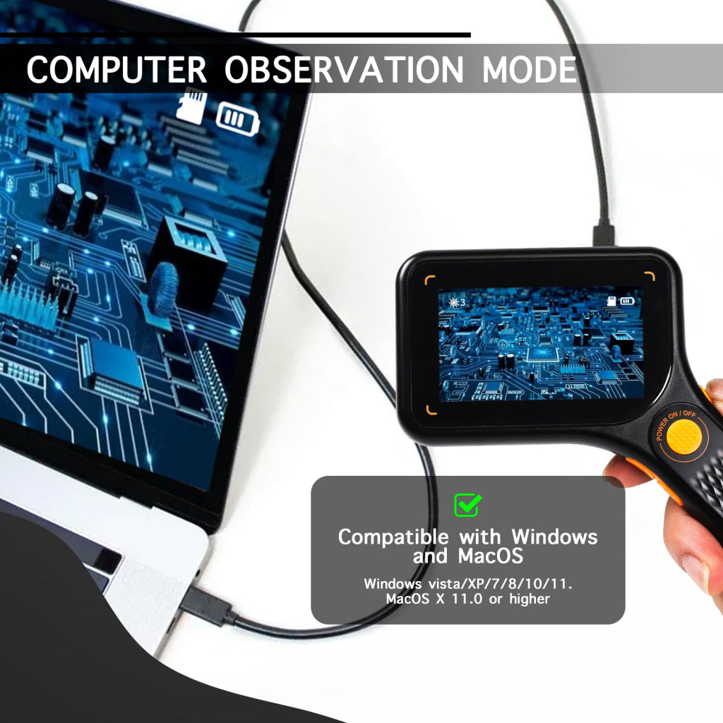 MSC-520 500X Digital Microscope with 3.0’’ IPS Screen Autofocus 64GB TF Card Support Photo and Video with 8 LED Lights