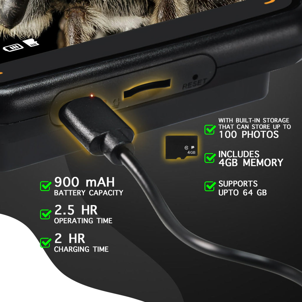 MSC-520 500X Digital Microscope with 3.0’’ IPS Screen Autofocus 64GB TF Card Support Photo and Video with 8 LED Lights