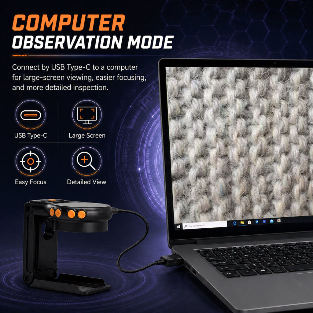 MSC-555 Handheld 500X Digital Microscope Portable Folding Magnifier with Auto Focus 8 LED Lights 2.0 IPS Screen PC
