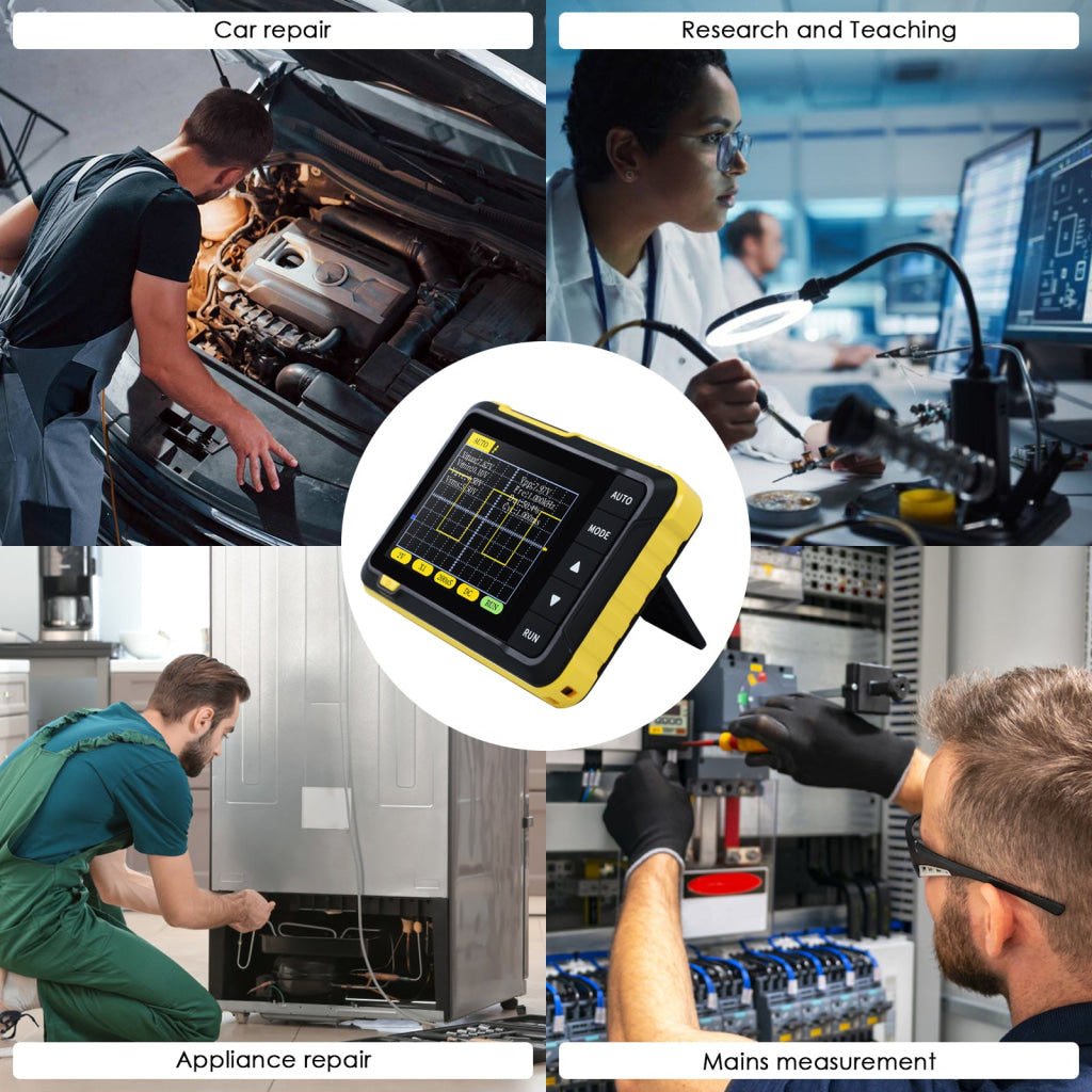 MUL 400 Mini Digital Oscilloscope Portable 200KHz Meter with 2.8’’ LCD Auto Trigger & USB Power with High Voltage Probe