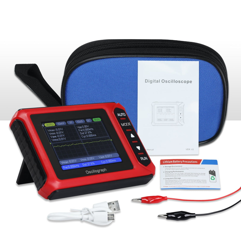 MUL 498 Portable Handheld Digital Oscilloscope Voltage Frequency Rise Time Duty Cycle for Professional and DIY Analysis