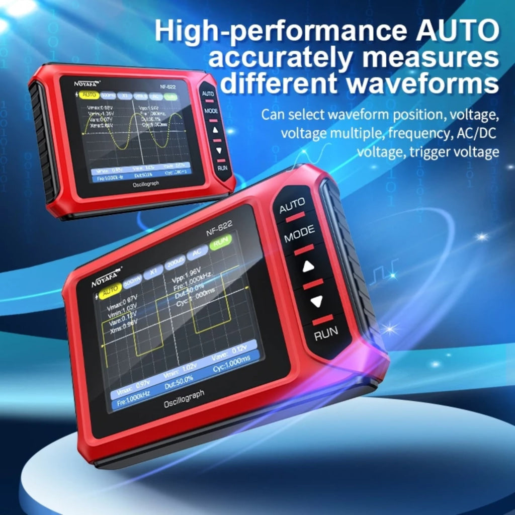 MUL 498 Portable Handheld Digital Oscilloscope Voltage Frequency Rise Time Duty Cycle for Professional and DIY Analysis
