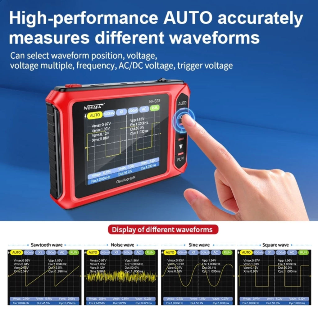 MUL 498 Portable Handheld Digital Oscilloscope Voltage Frequency Rise Time Duty Cycle for Professional and DIY Analysis