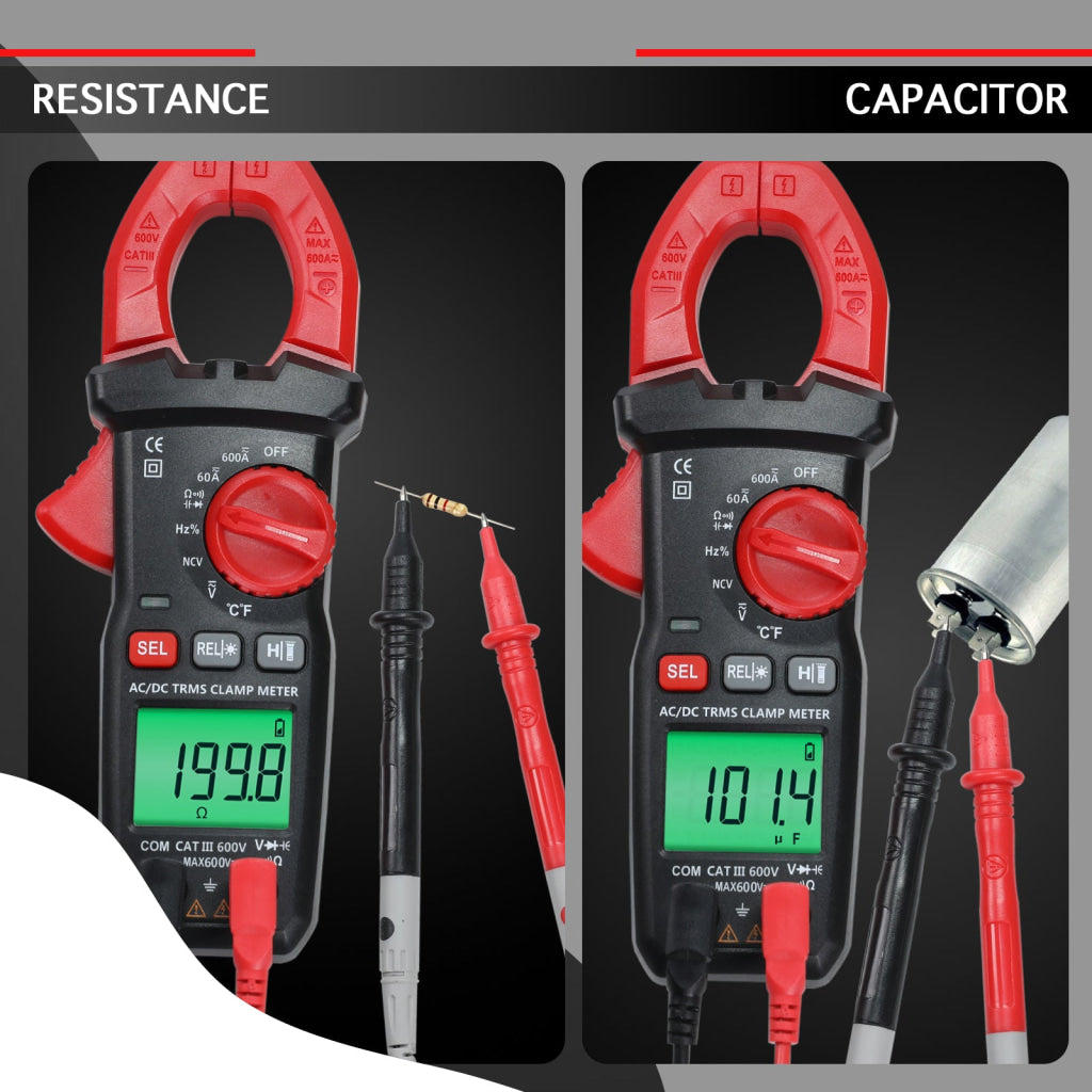 MUL-523 Digital Clamp Meter AC/DC Multimeter with Voltage Tester, Capa ...