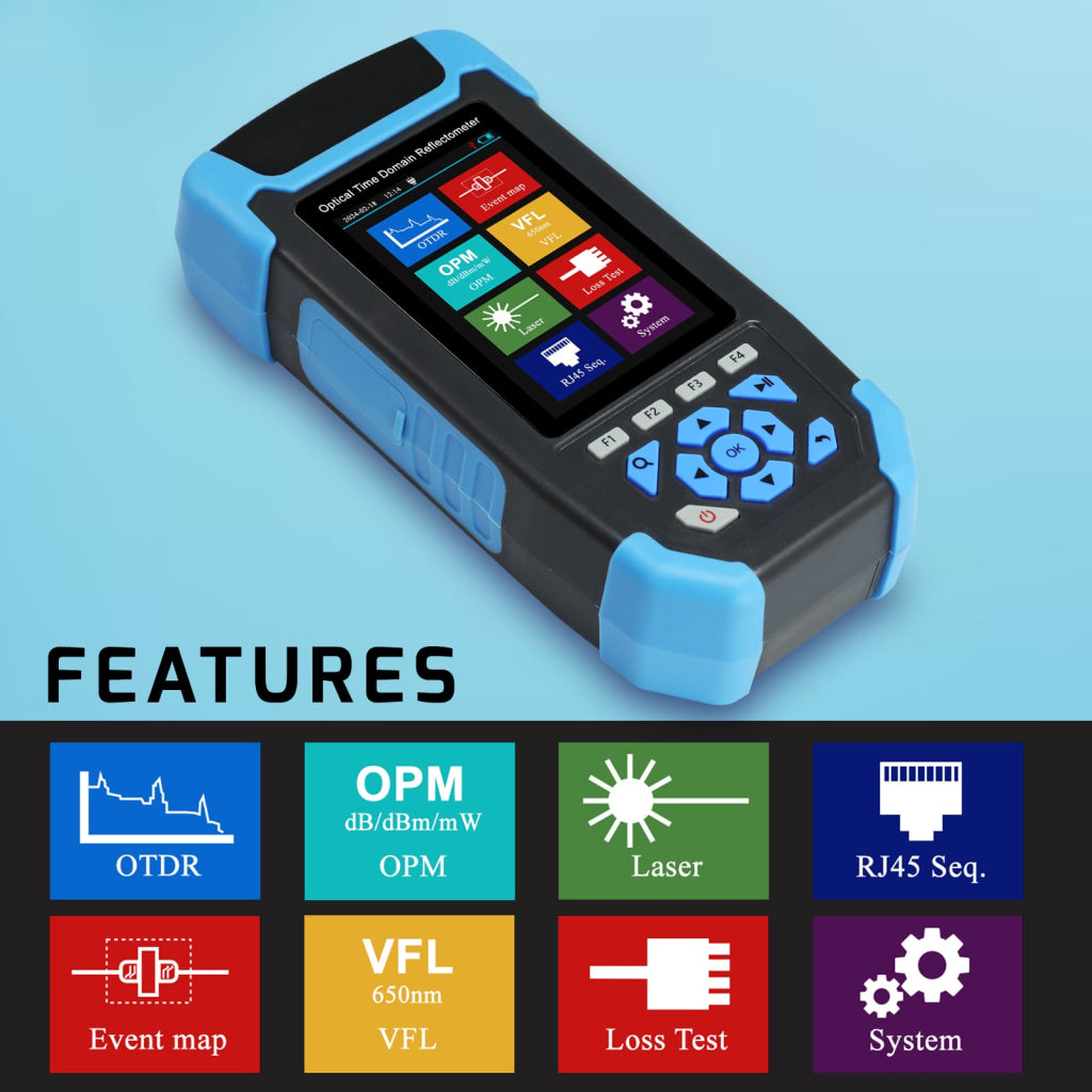 Professional 8-in-1 Fiber Optic Tester Multifunctional OTDR for FTTx and Network Maintenance 3.5-inch Display Screen