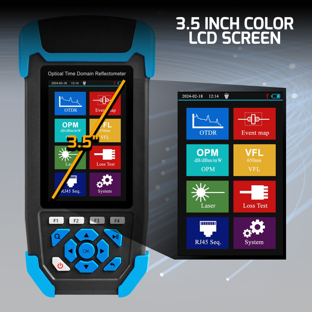 Professional 8-in-1 Fiber Optic Tester Multifunctional OTDR for FTTx and Network Maintenance 3.5-inch Display Screen