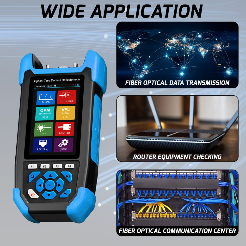Professional 8-in-1 Fiber Optic Tester Multifunctional OTDR for FTTx and Network Maintenance 3.5-inch Display Screen