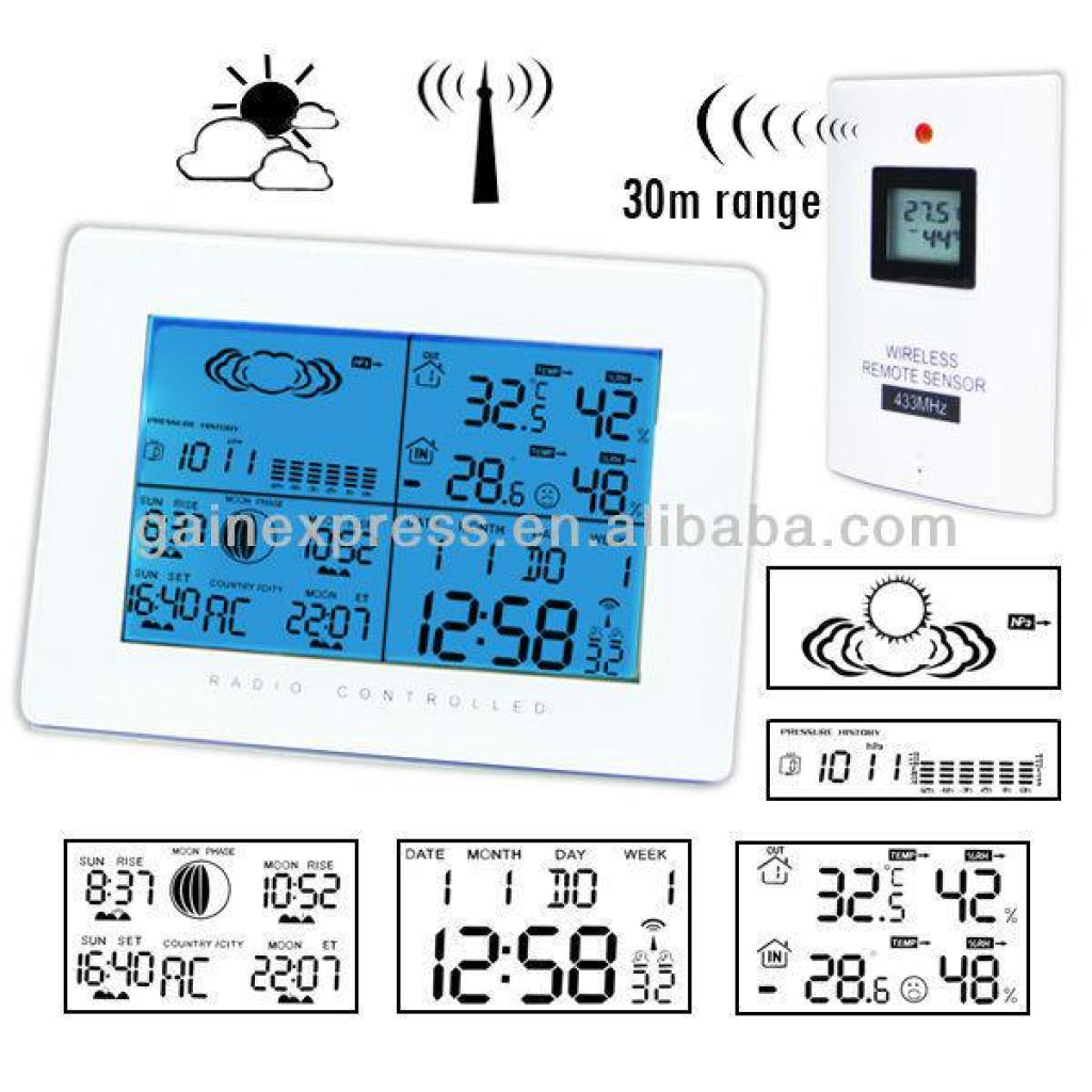 R01Aok-5019 Weather Station Dcf77 Rcc Indoor Outdoor Thermometer Rh