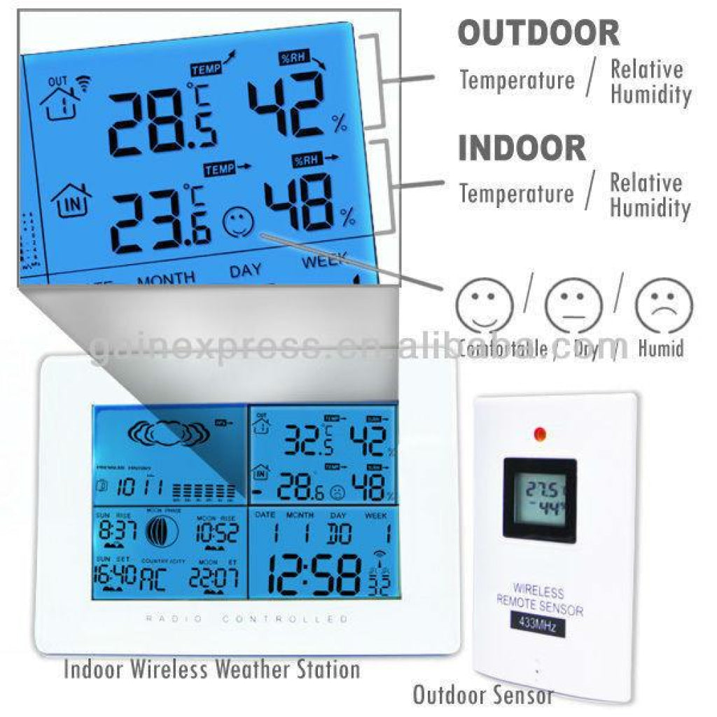R01Aok-5019 Weather Station Dcf77 Rcc Indoor Outdoor Thermometer Rh