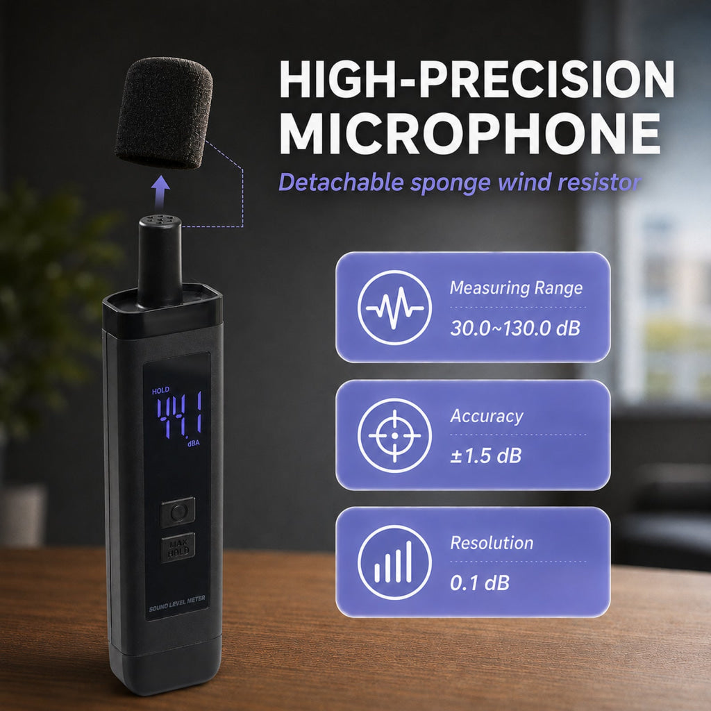 SLM-563 Decibel Meter Rechargeable Digital Sound Level Meter 30–130dB High Precision A-Weighted SPL Tester with Data