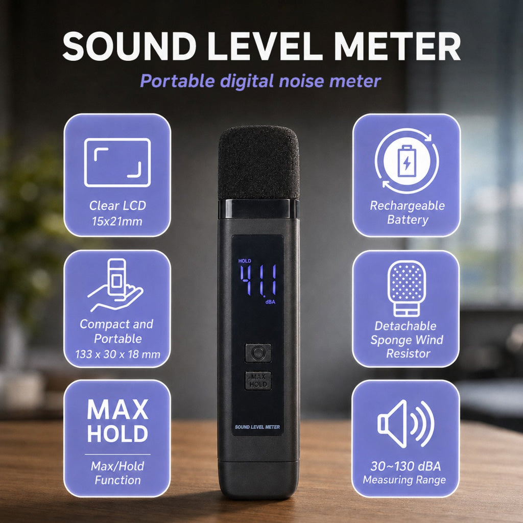 SLM-563 Decibel Meter Rechargeable Digital Sound Level Meter 30–130dB High Precision A-Weighted SPL Tester with Data