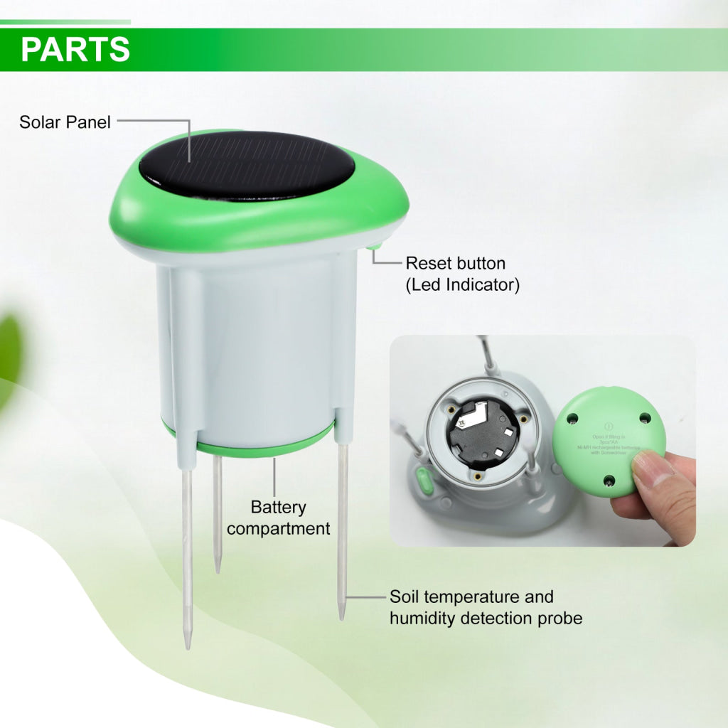SQM-545 Smart Solar Soil Sensor Wireless Conductivity Moisture Temperature APP Monitoring IP66 Waterproof Works with