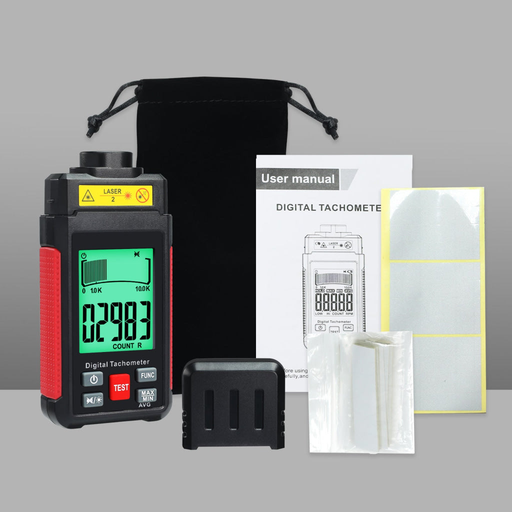 TAC-524 High-Precision Digital Tachometer Non-Contact RPM Laser Tester MAX/MIN/AVG Photoelectric Sensing 10-99999