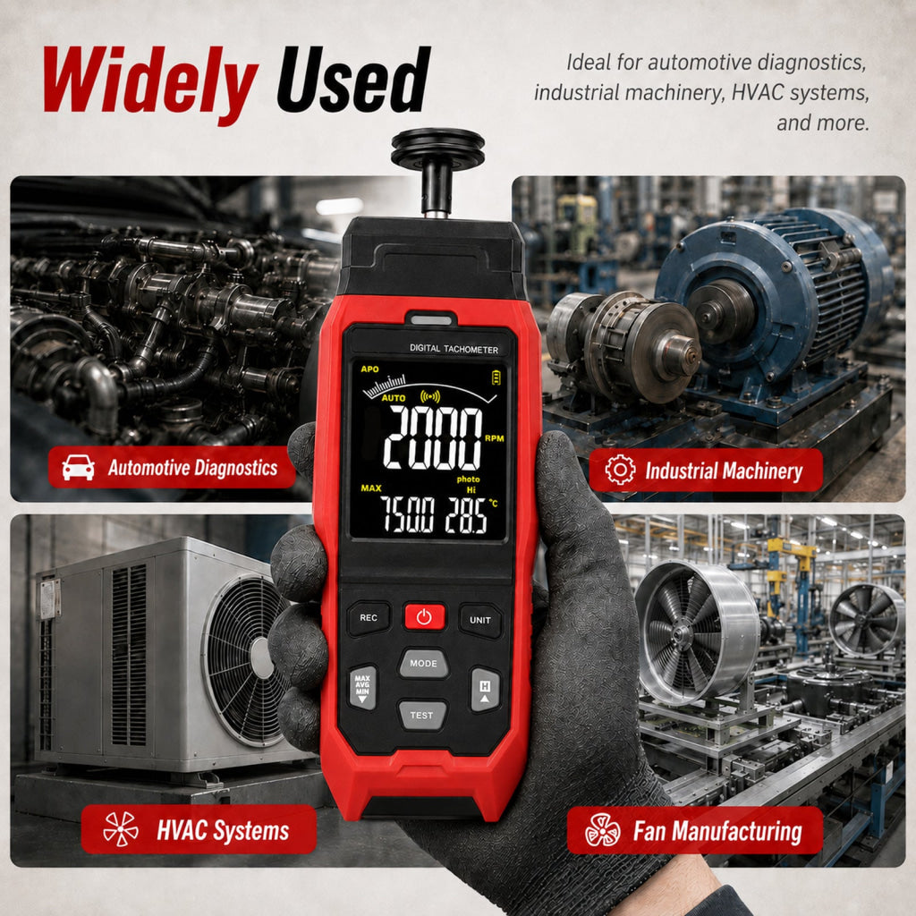 TAC-565 Laser Digital Tachometer 2-in-1 Contact & Non-Contact RPM Meter Photo Tach with Real-Time PC Data Logging 2000