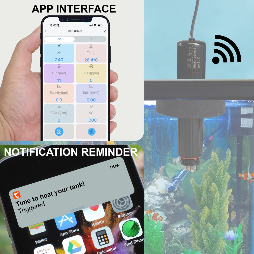 WQM 527 Smart WIFI Water Quality Monitor Multi Parameter Aquarium Monitor pH Temperature TDS EC (Conductivity) Salinity